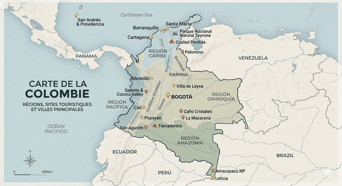 Guide voyage Colombie carte