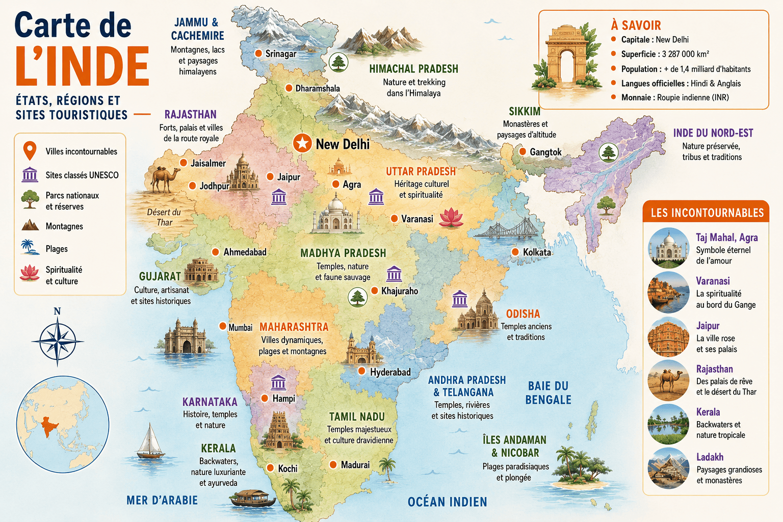 Guide voyage Inde carte