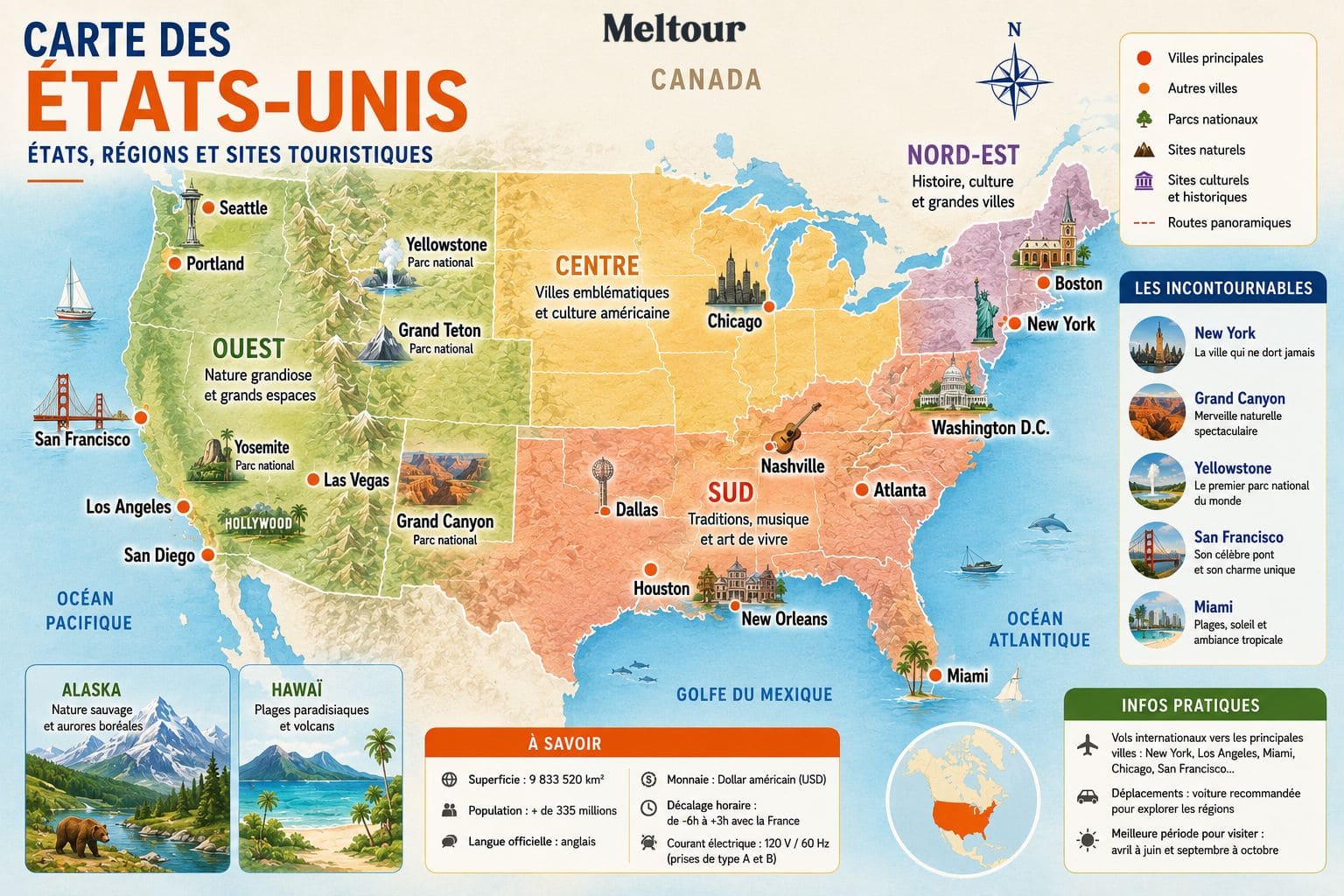Guide voyage Etats-Unis carte