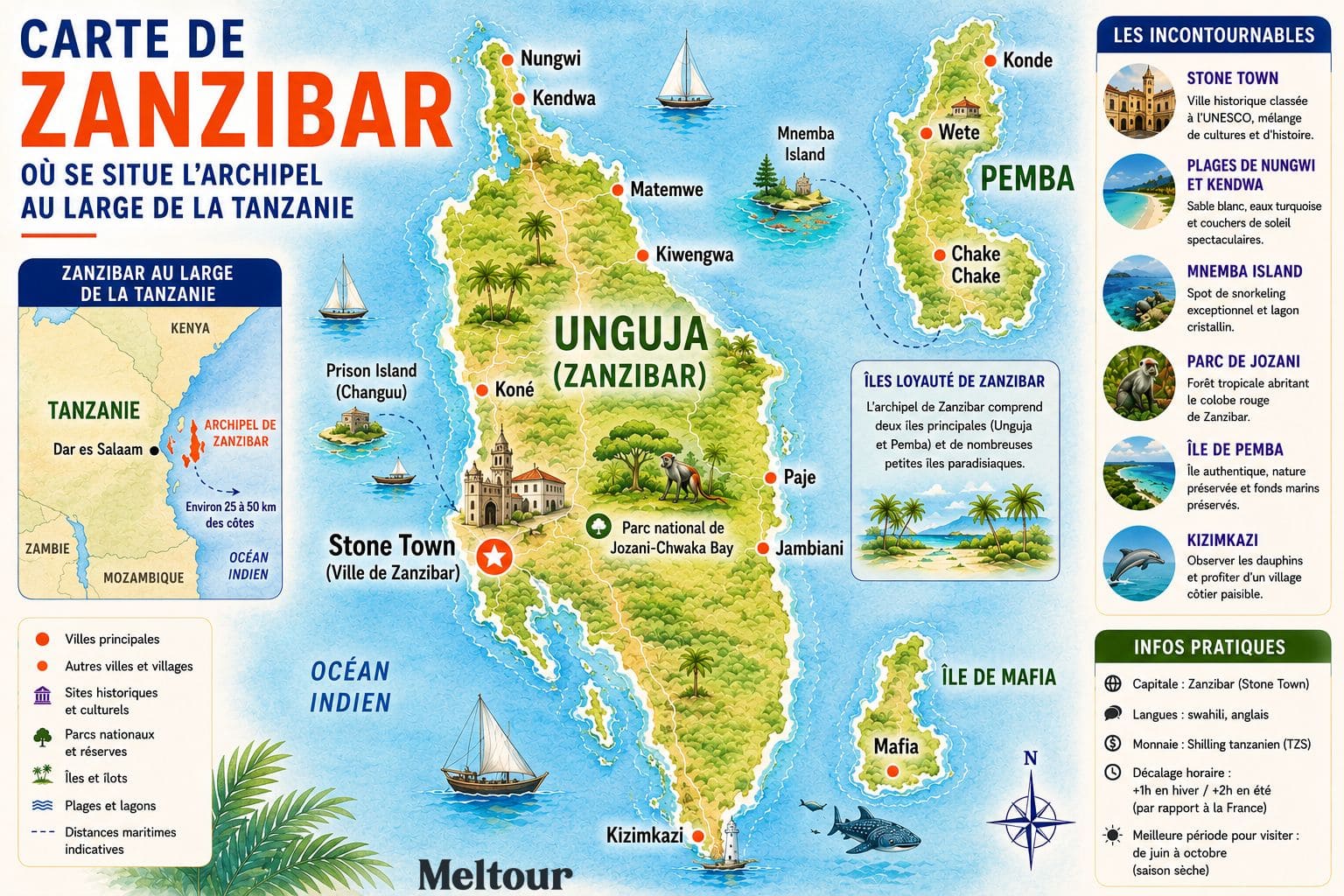 Guide voyage Zanzibar carte