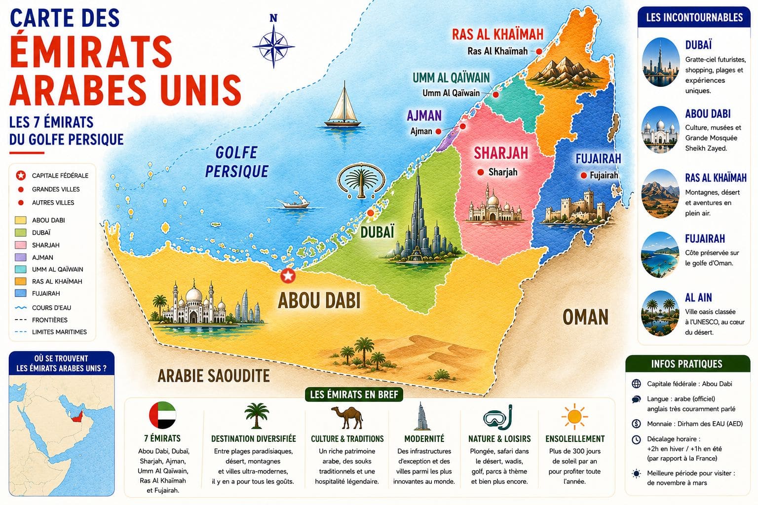 Guide voyage Emirats Arabes Unis carte