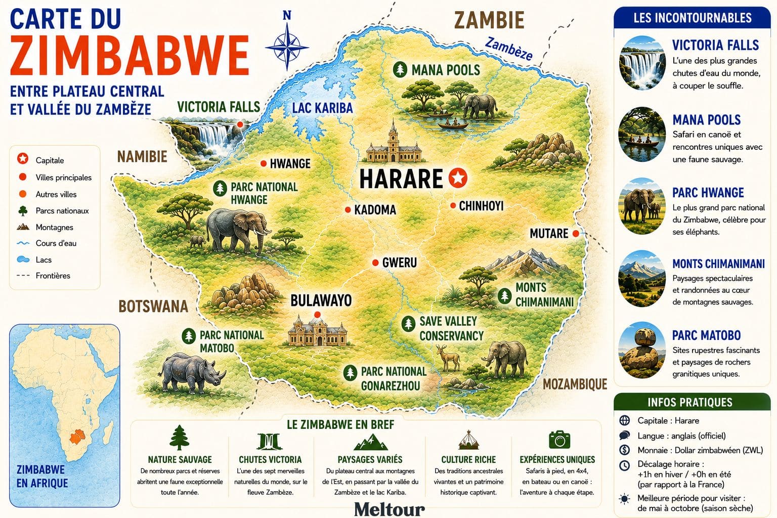 Guide voyage Zimbabwe carte